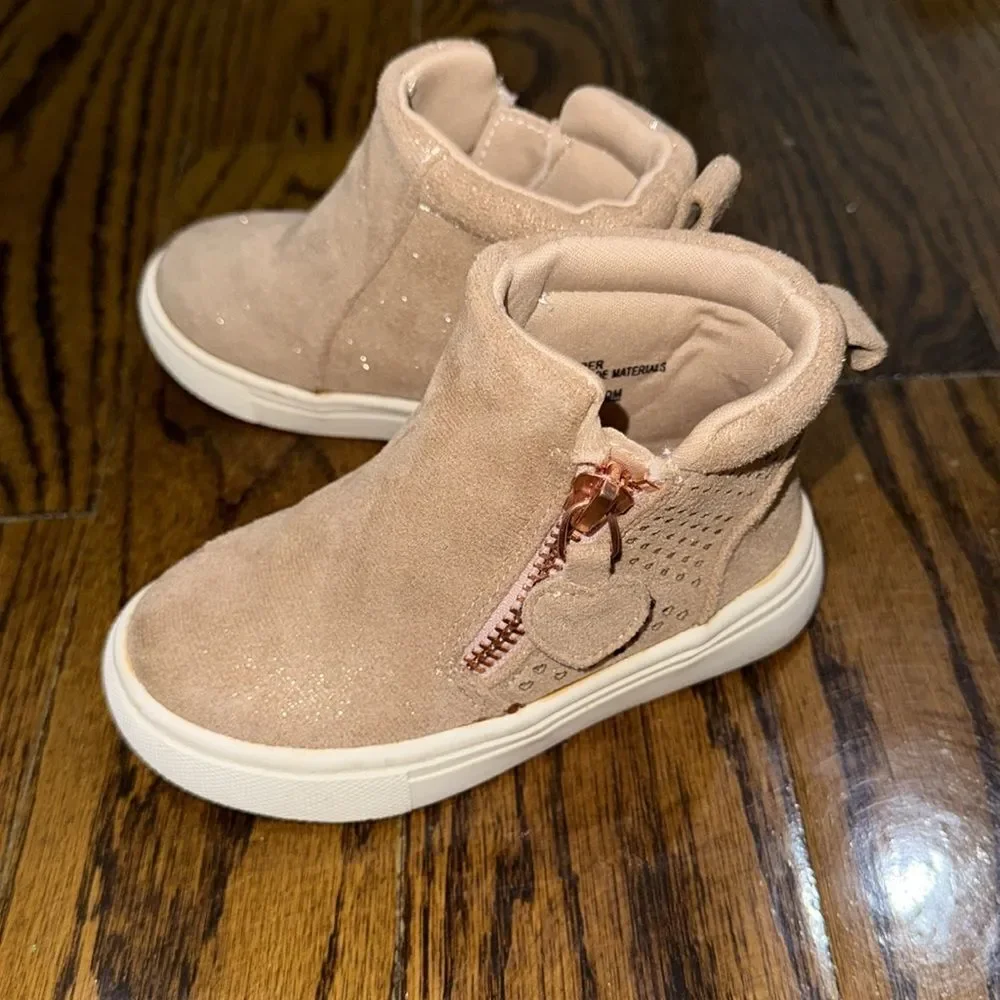 Cupcakes & Cashmere Tan Glitter Ankle Boots with Side Zipper 6